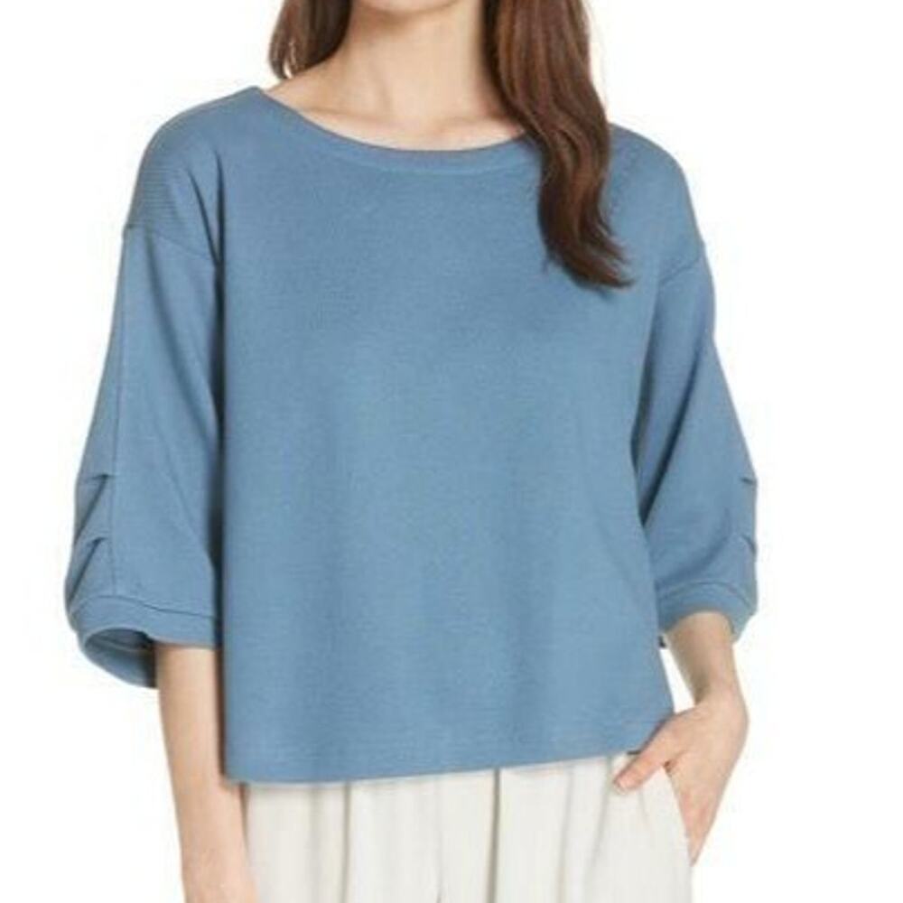 Eileen Fisher Womens Crop Top XXS Diagonal Eco Knit Organic Cotton Sustainable